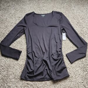 Old Navy Maternity Scoop Neck Long Sleeve Top, Black, Size Small